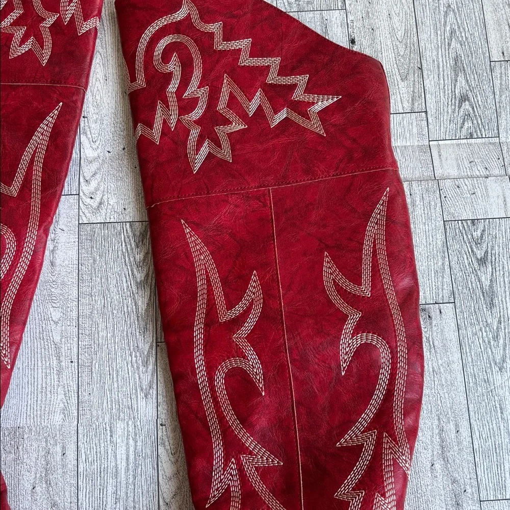 Elegant Red Heeled Boots for Women - Picture 8 of 13